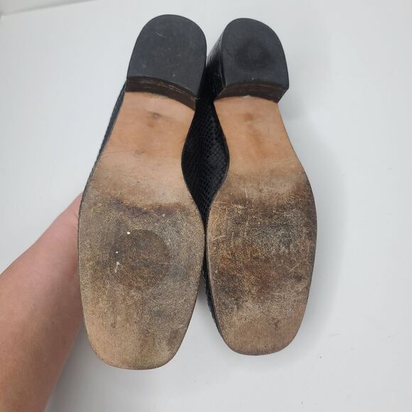 Stuart Weitzman Black Snakeskin Python Slip On Loafer 7 1/2 - Picture 8 of 16